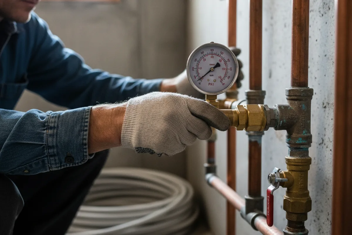 Pressure testing a repaired line during Water Line Repair in Purdy